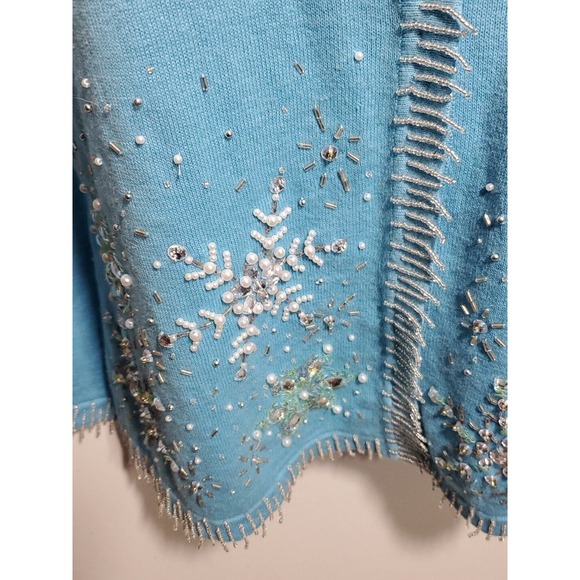 Berek by Takako Sakon XL Button Down Light Blue Sequins Beaded Cardigan Sweater - Picture 6 of 13